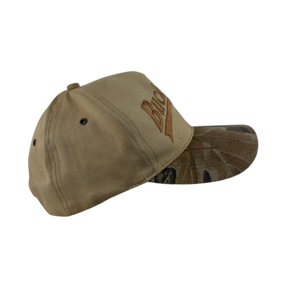 Buckmasters Mens Adjustable Strapback Hat Tan/Camo Hunting Embroidered Cap - Picture 5 of 9